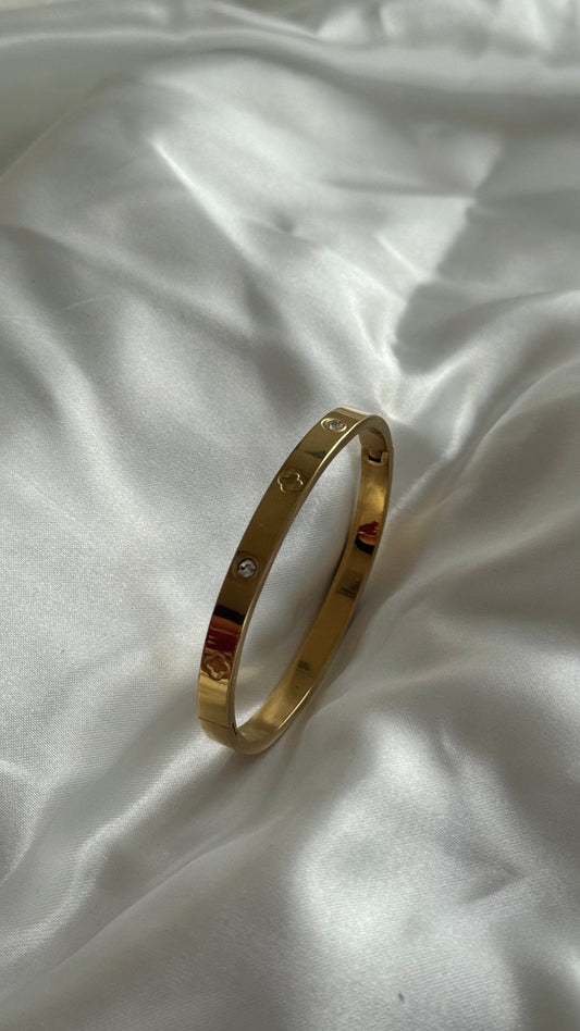 Gold Plated Classic Screw Bangle Bracelet