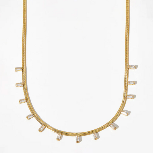 Gold Plated Crystal Droplet Choker Necklace