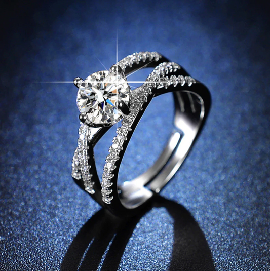 Silver Plated American Diamond Studded Eternal Sparkle Ring