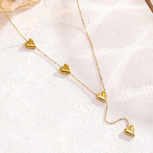 Gold-Plated Linked Hearts Necklace