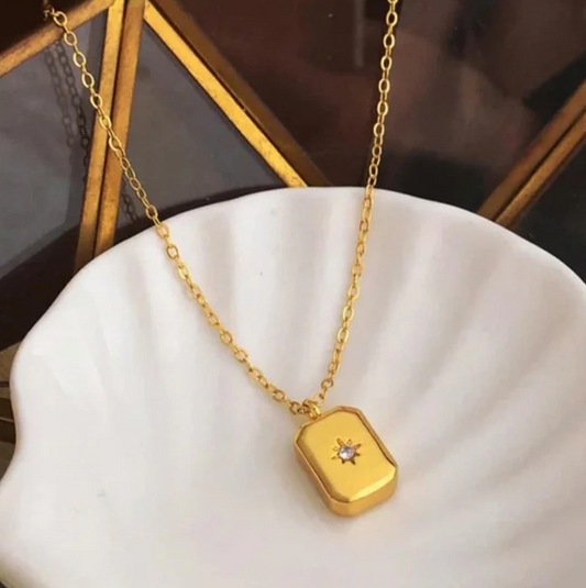 Gold-Plated Star Locket Necklace