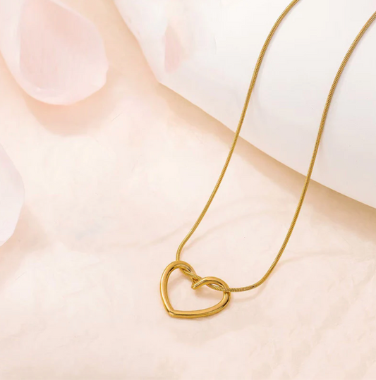 Gold-Plated Open Heart Pendant Necklace