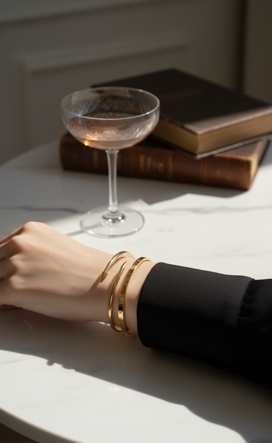 Roma Clou Gold Plated Bangle Bracelets Stack