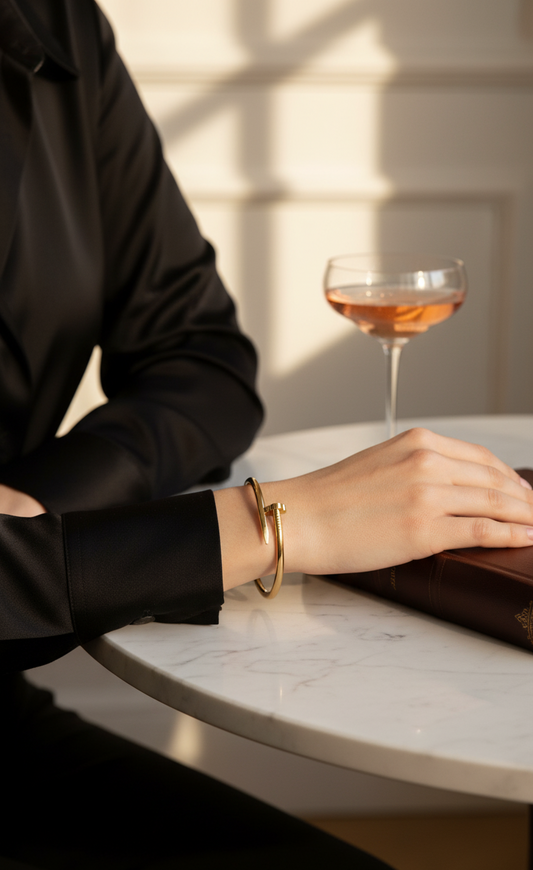 Gold Plated Nail Bangle Bracelet