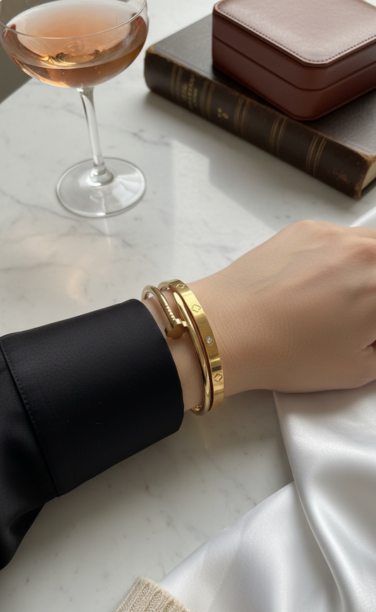 Le Duo Gold Plated Bangle Bracelets Stack