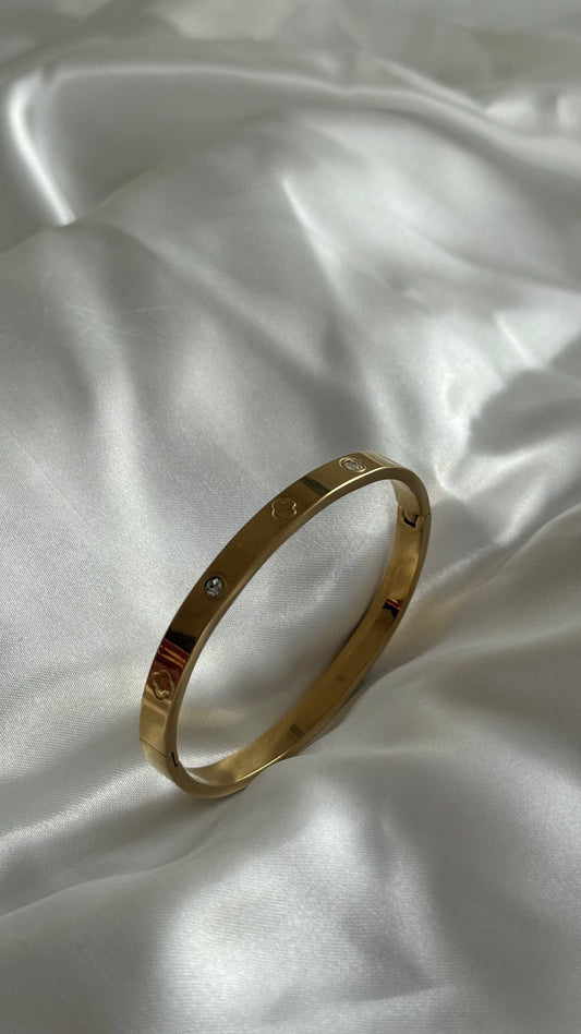 Gold Plated Classic Screw Bangle Bracelet