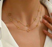 Gold Plated Clover Layered Necklace