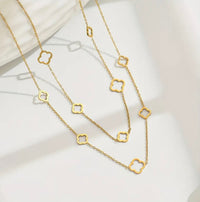 Gold Plated Clover Layered Necklace