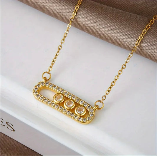 Gold Plated 3- Stone Necklace