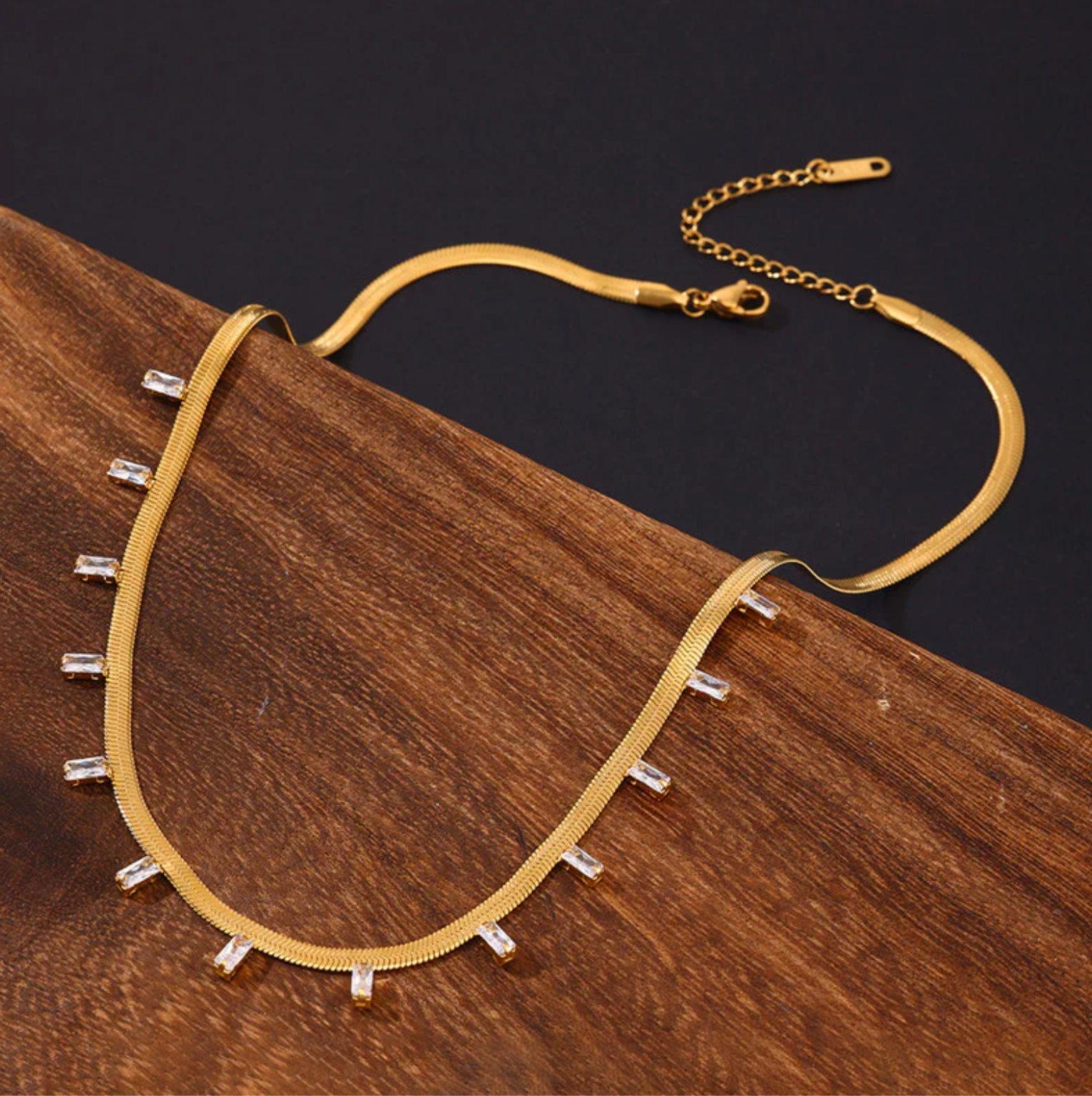 Gold Plated Crystal Droplet Choker Necklace