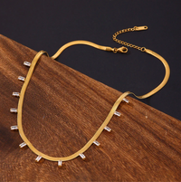 Gold Plated Crystal Droplet Choker Necklace