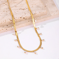 Gold Plated Crystal Droplet Choker Necklace