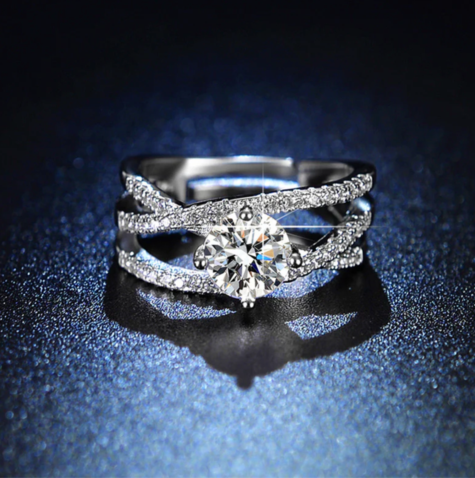 Silver Plated American Diamond Studded Eternal Sparkle Ring