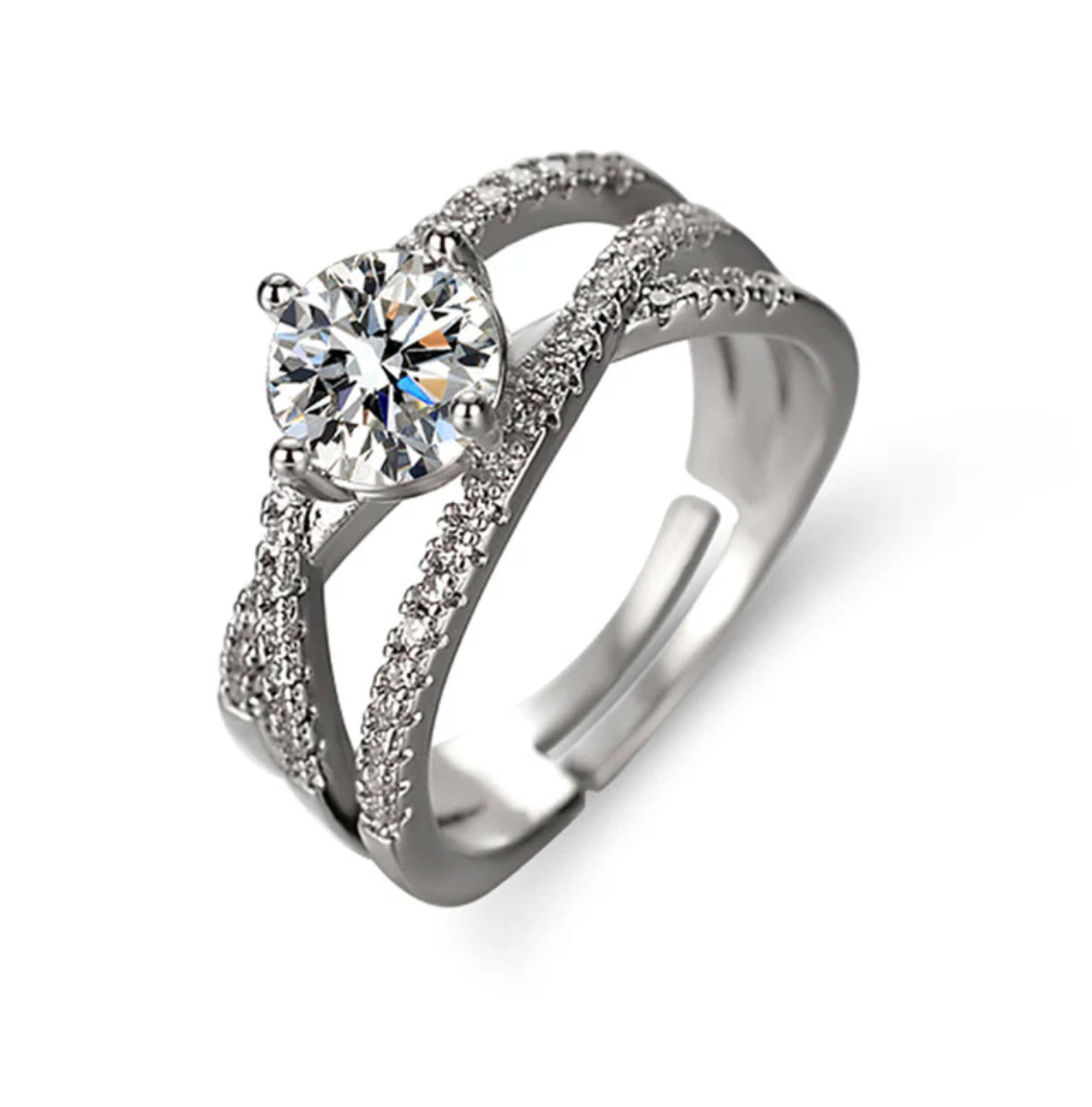 Silver Plated American Diamond Studded Eternal Sparkle Ring
