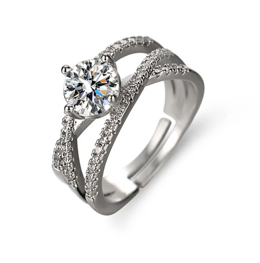 Silver Plated American Diamond Studded Eternal Sparkle Ring