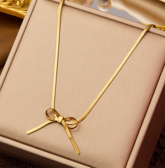 Gold-Plated Infinity Bow Choker Necklace