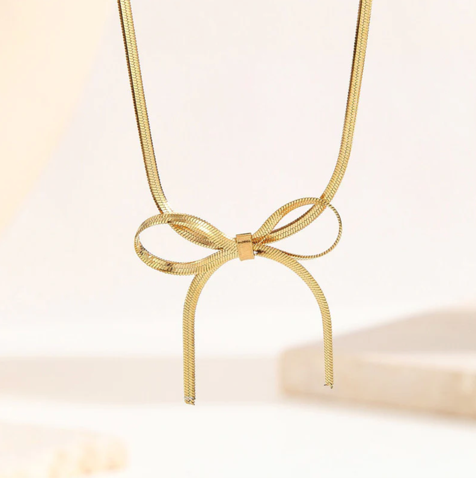 Gold-Plated Infinity Bow Choker Necklace