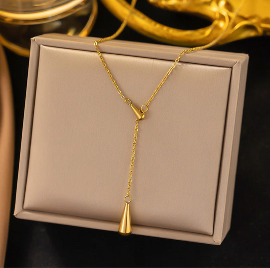Gold-Plated Teardrop Y-Necklace