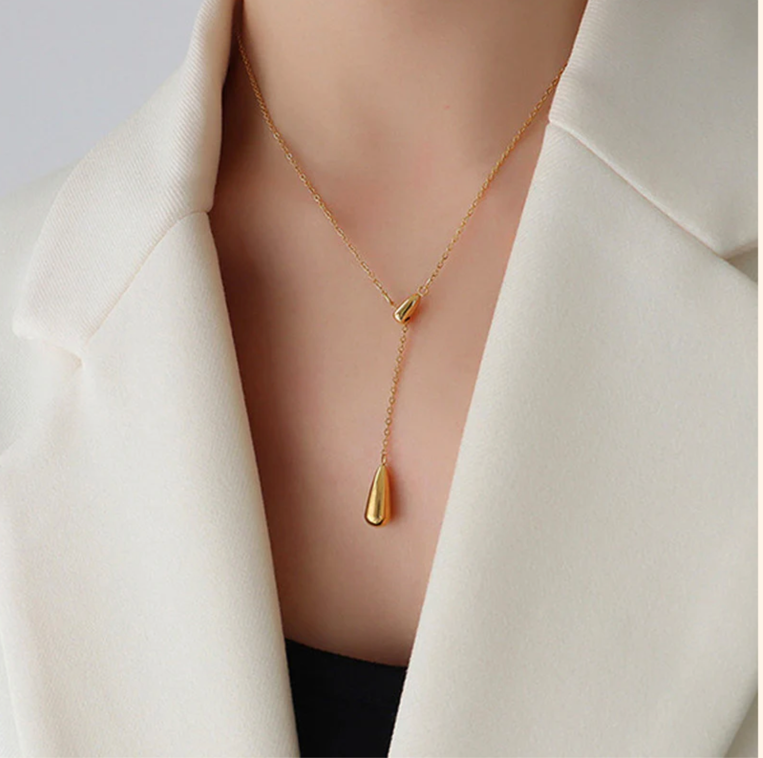 Gold-Plated Teardrop Y-Necklace
