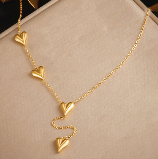 Gold-Plated Linked Hearts Necklace