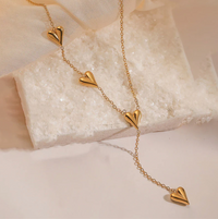 Gold-Plated Linked Hearts Necklace
