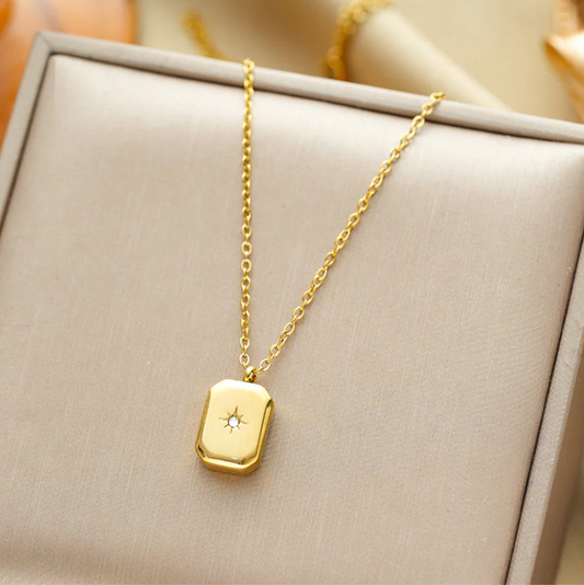 Gold-Plated Star Locket Necklace