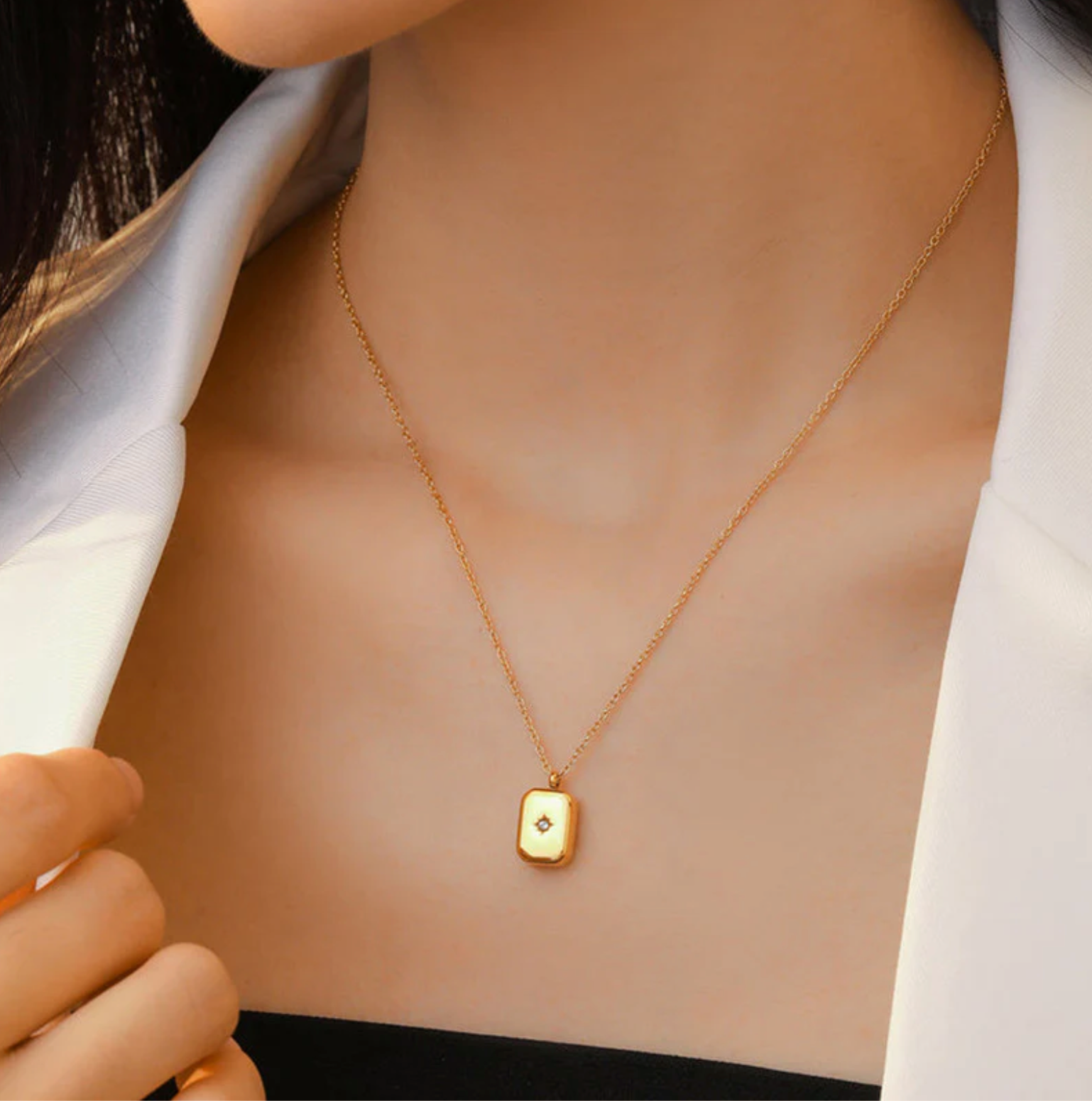 Gold-Plated Star Locket Necklace