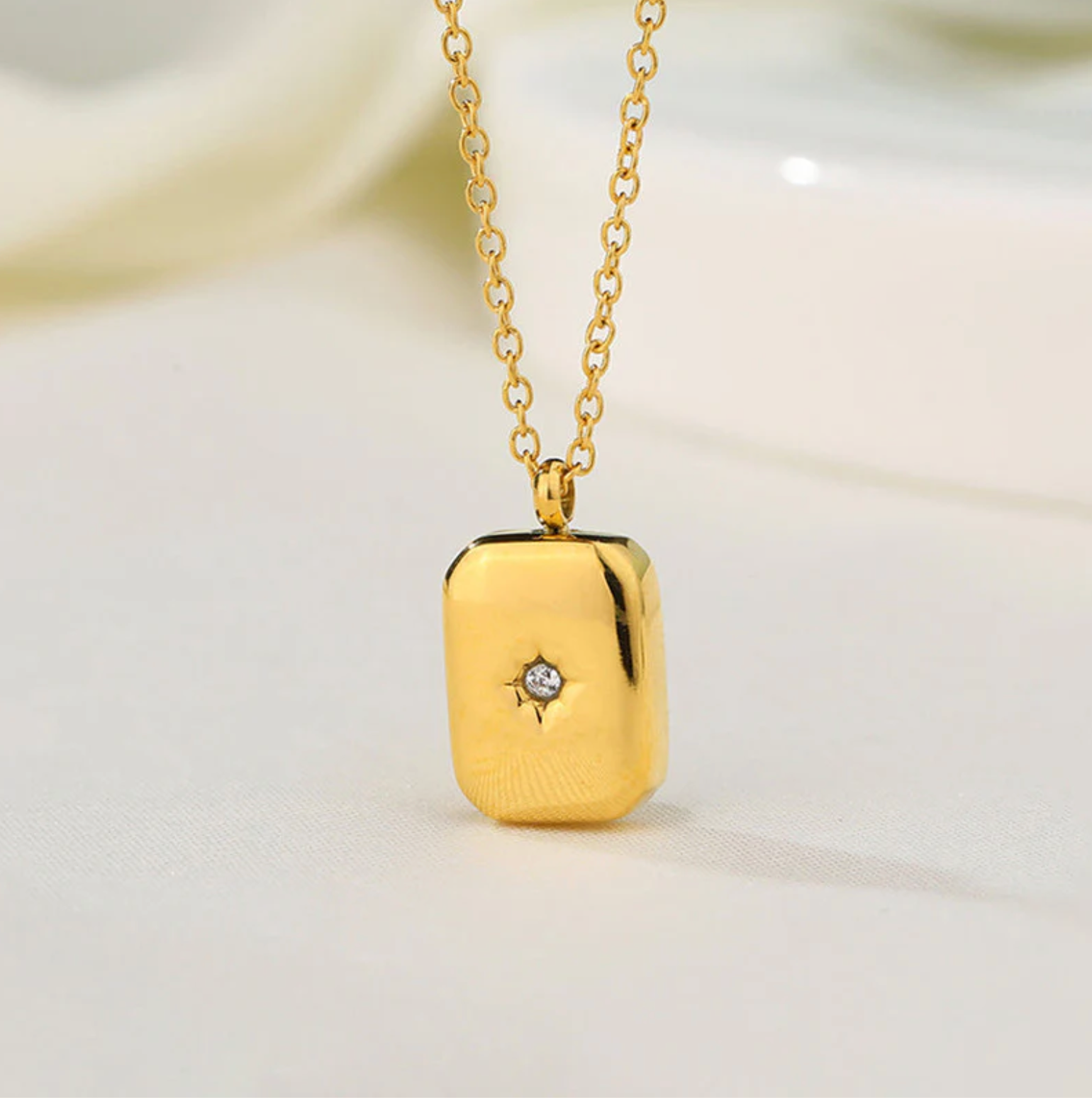 Gold-Plated Star Locket Necklace