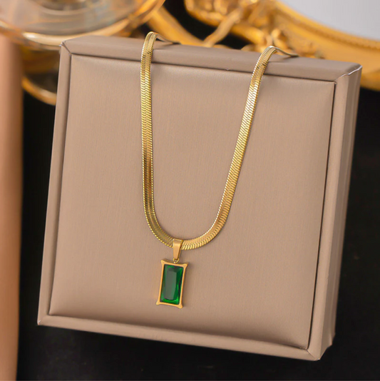 Gold-Plated Emerald  Geometric Glow Pendant