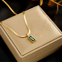 Gold-Plated Emerald  Geometric Glow Pendant