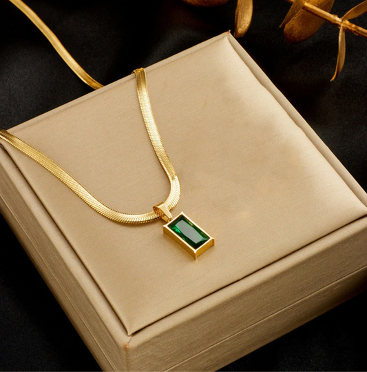 Gold-Plated Emerald  Geometric Glow Pendant
