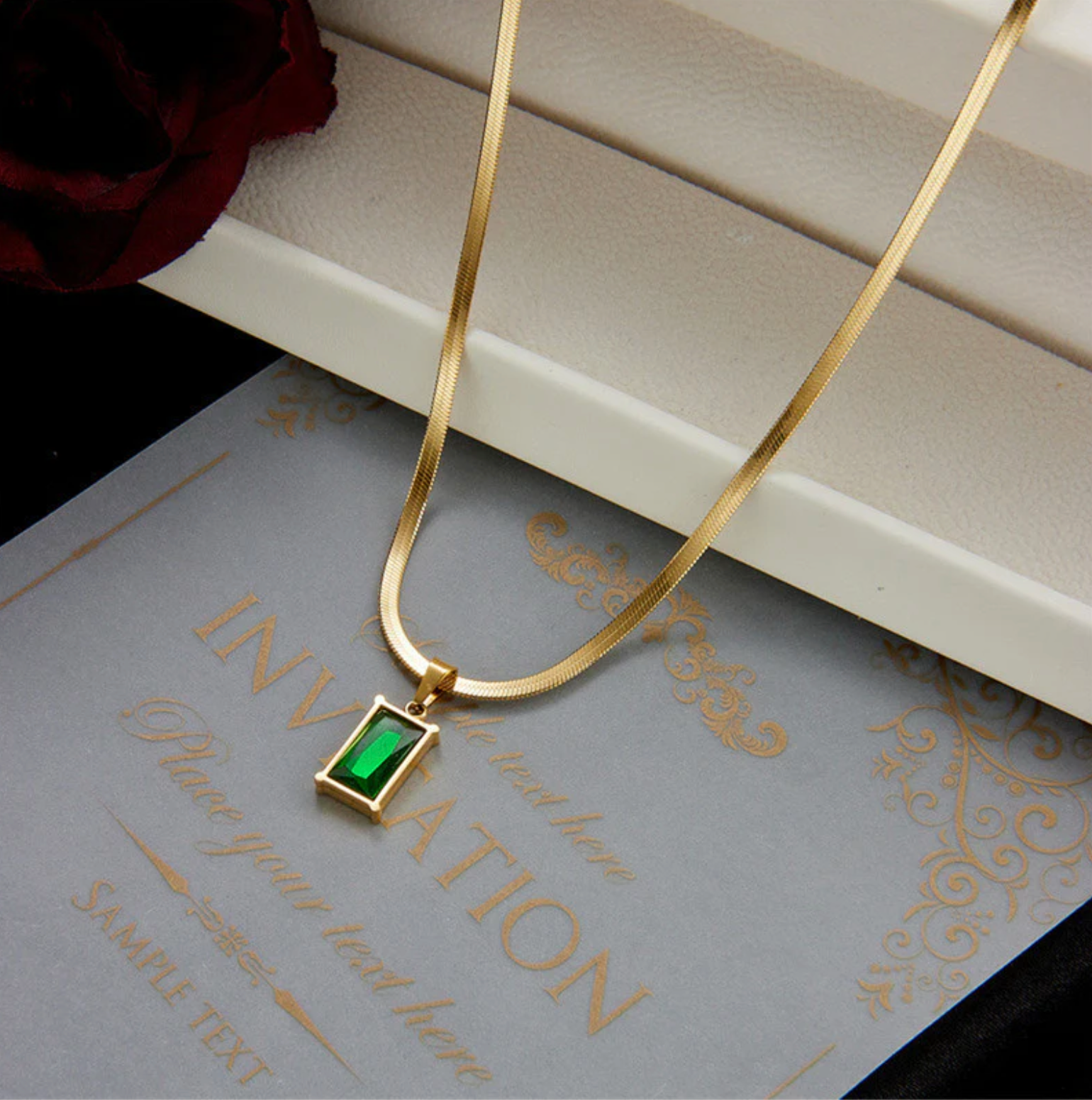 Gold-Plated Emerald  Geometric Glow Pendant