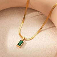 Gold-Plated Emerald  Geometric Glow Pendant