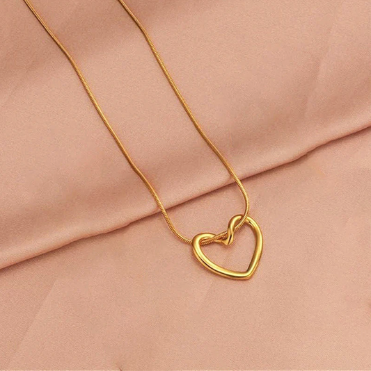 Gold-Plated Open Heart Pendant Necklace