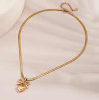 Gold-Plated Bow Knot Heart Necklace